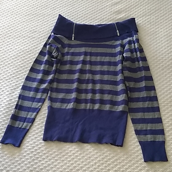 Guess Women's Knit sweater size Large Off Shoul Stripe Pull Over EleganteCasual - Picture 1 of 5